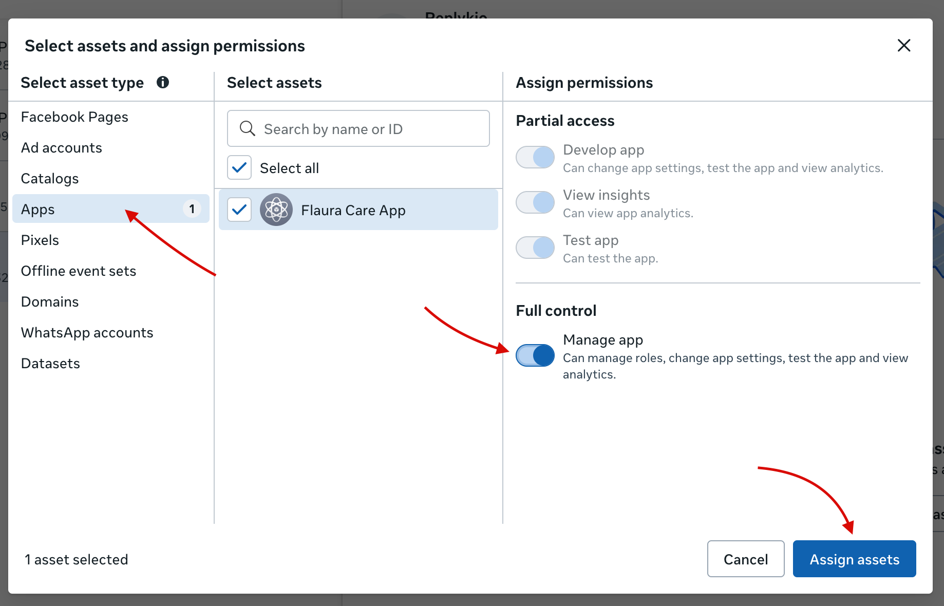 Assign assets to system user