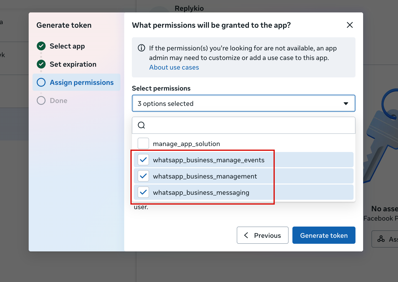 Assign WhatsApp permissions