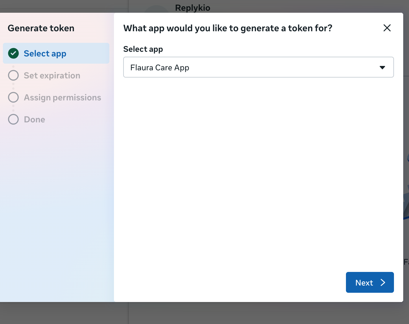 Select app for token